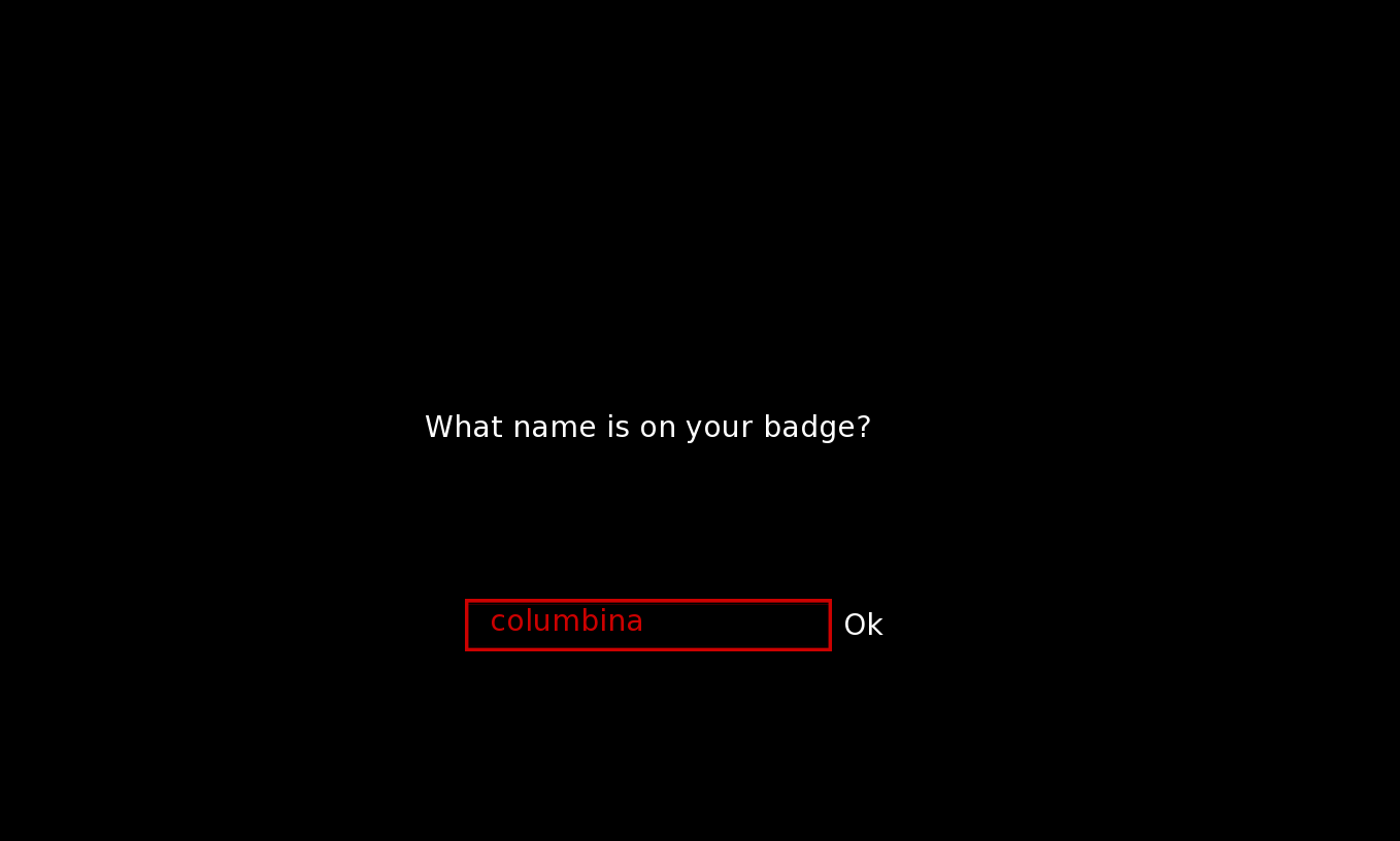 The Freak Circus Columbina name easter egg prompt after entering Columbina as the player name